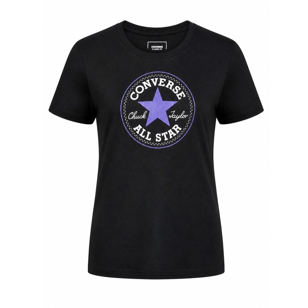 Converse All Star Chuck Taylor Graphic Tee Black Purple Star Womens Medium New